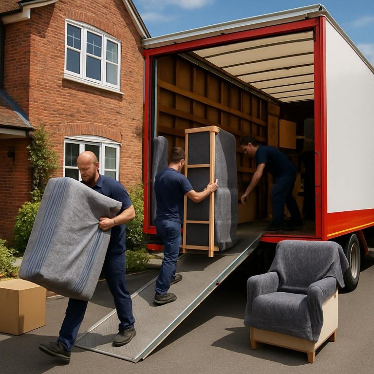 Billericay Removals team carefully moving furniture into a removal vehicle